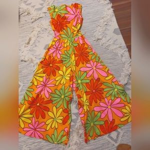 Rare Vintage 1960s Floral Sun Fashions of Hawaii Palazzo Jumpsuit (small fit)